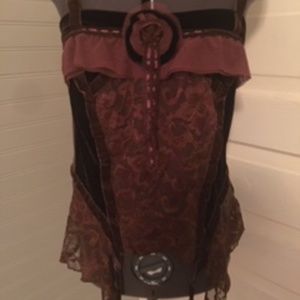 COPY - CELL Brown Velvet/Lace Camisole, Size M